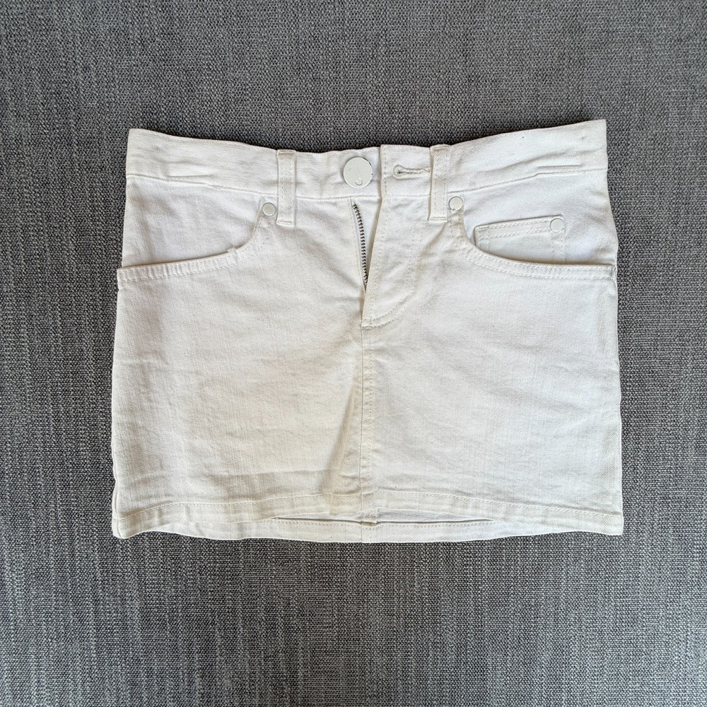 Vintage Womens Mini Jean Skirt White Denim Summer Vacation Party Classic Outdoor